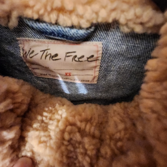 Free People Rylee Cozy Moto Sherpa Faux Fur Denim Jacket Womens - Picture 7 of 9